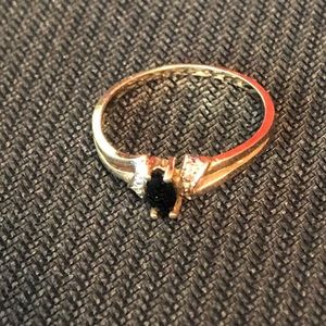 10k solid gold Sapphire and diamond ring